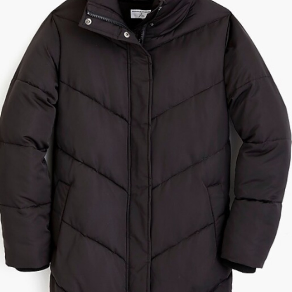J. crew black puffer coat 4x perfect condition.